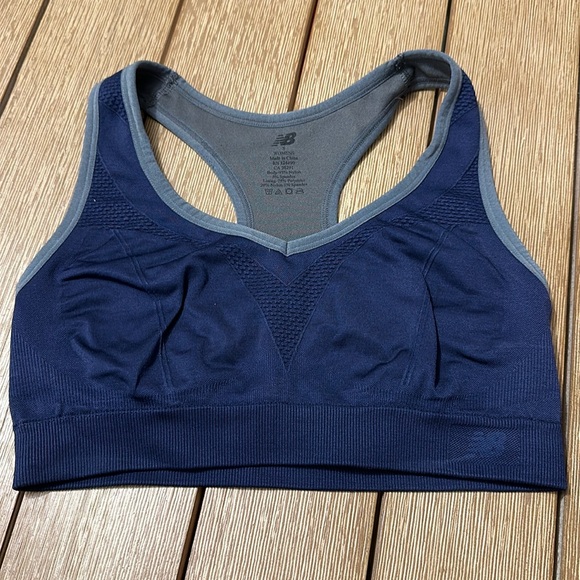 New Balance Other - New Balance Size S~Woman Sports Bra Blue & Gray Racerback Stretchy Lined Keyhole